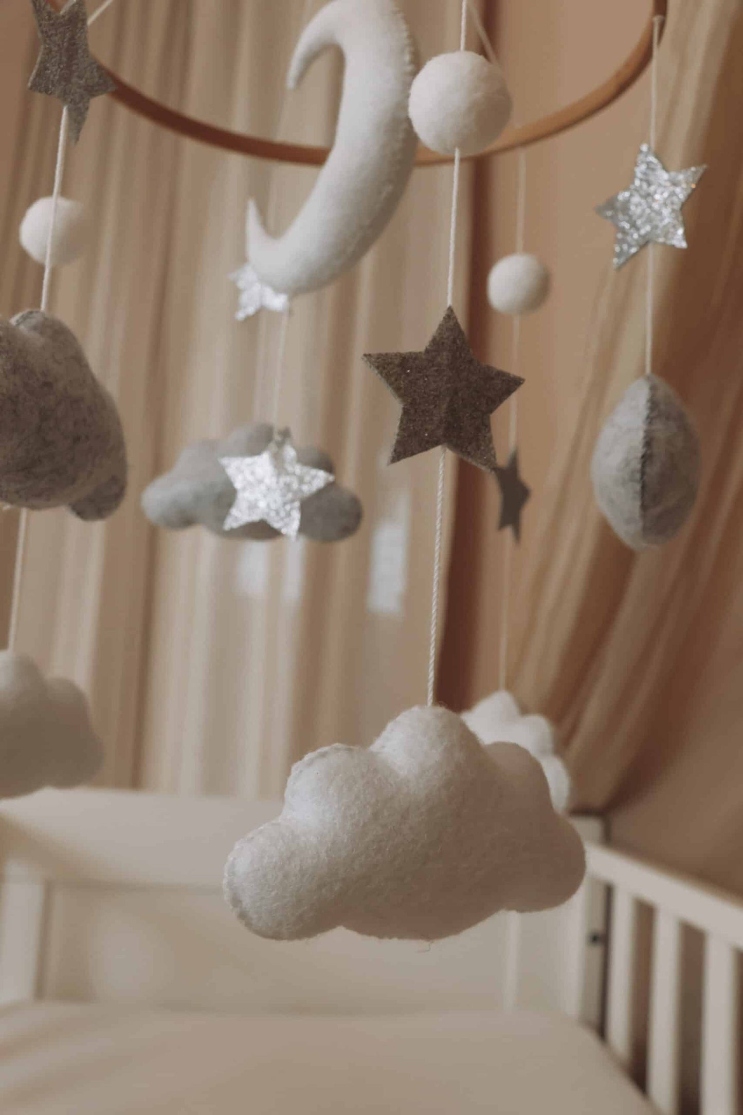 Handmade Moon And Stars baby mobile