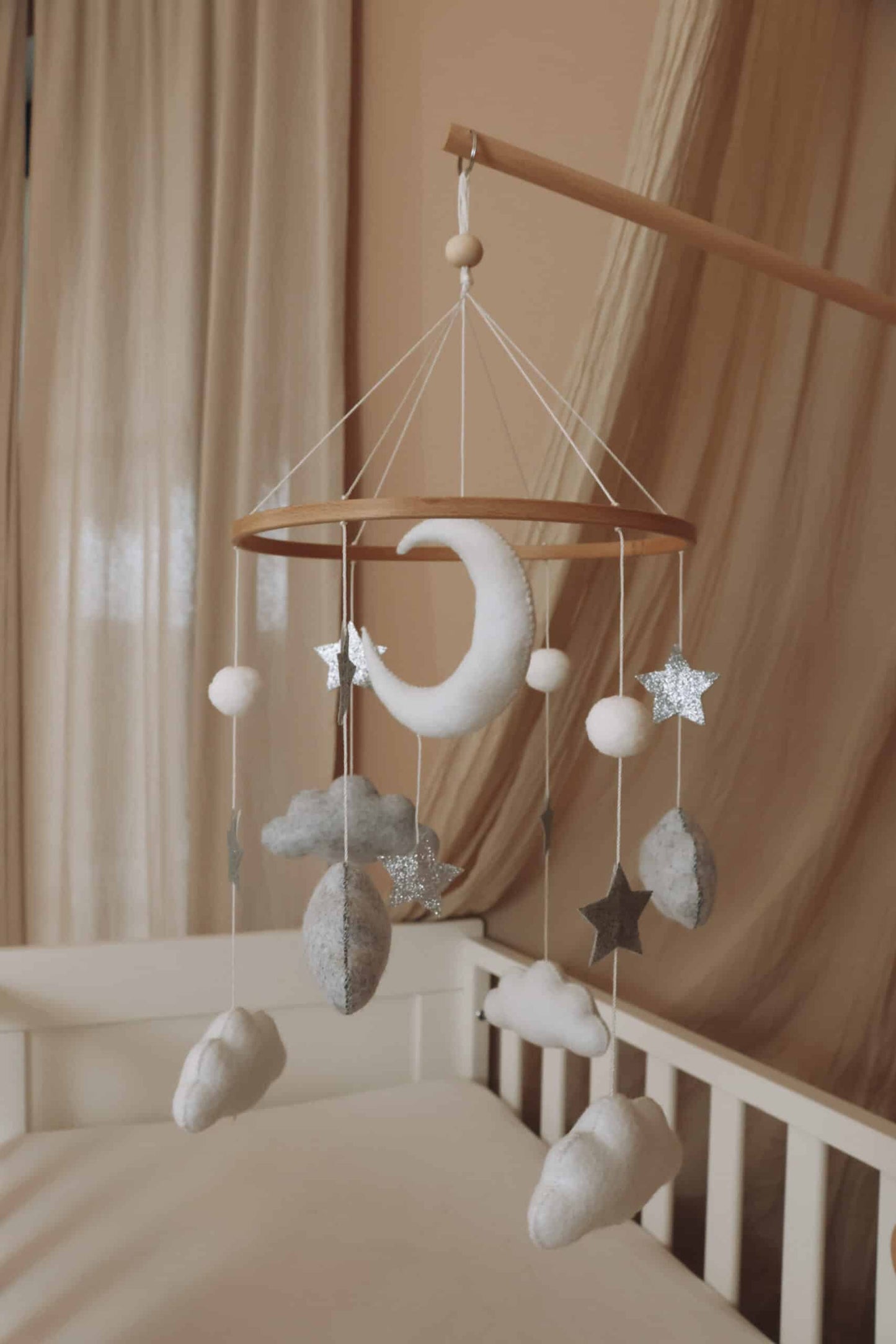Handmade Moon And Stars baby mobile