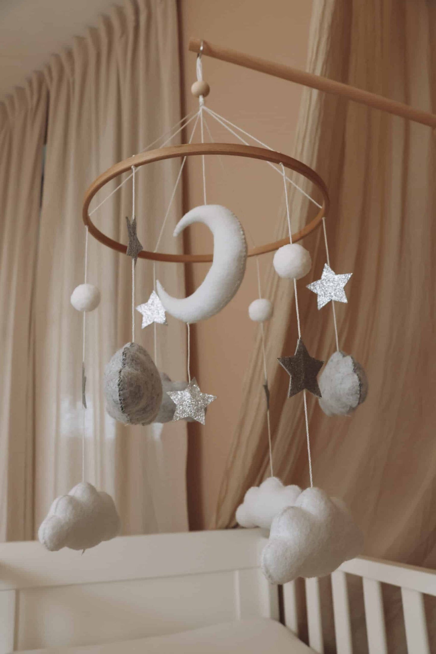 Handmade Moon And Stars baby mobile